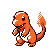 Orange pixel dragon with a flaming tail